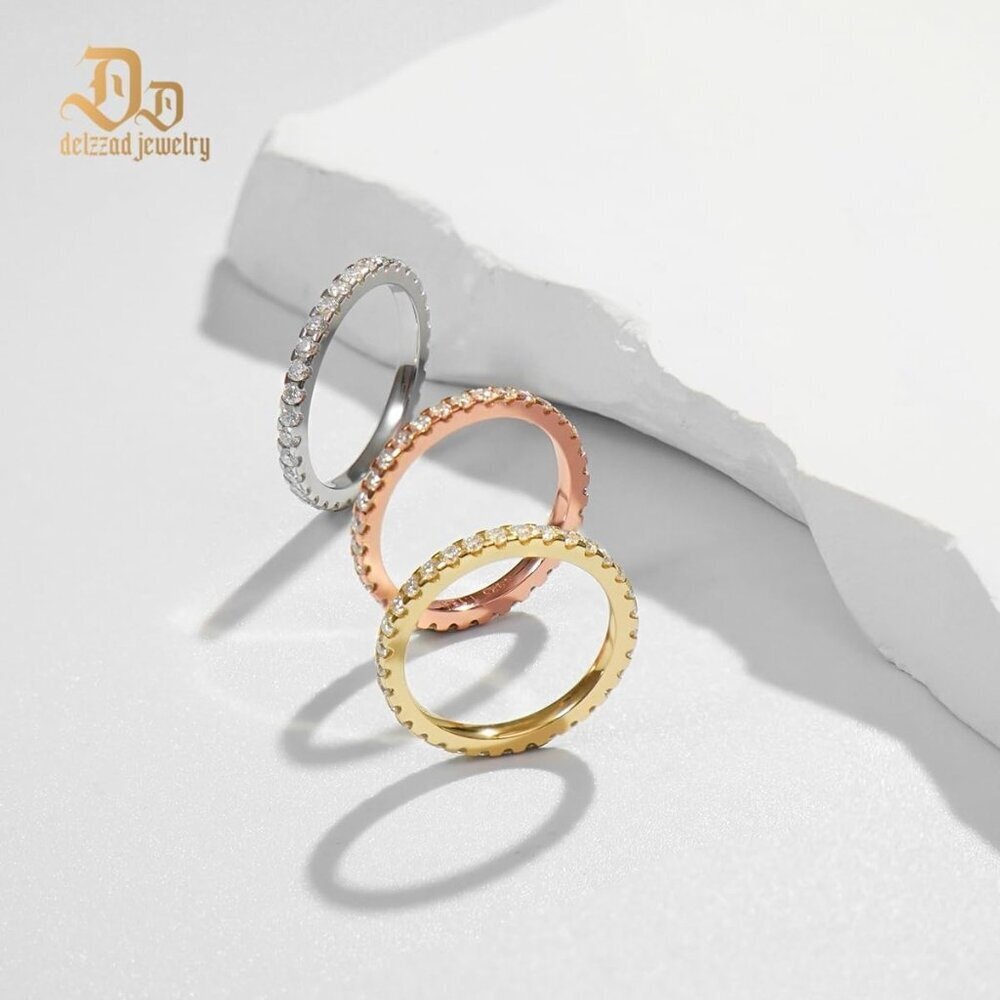 Sterling Silver Moissanite Stackable Ring 2mm Gif… - image 5